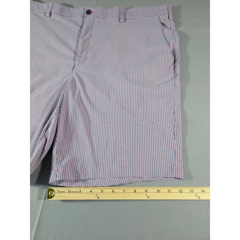 PGA Tour Shorts Mens 41 Pink Blue Plaid Golf Stretch Performance Course Wear